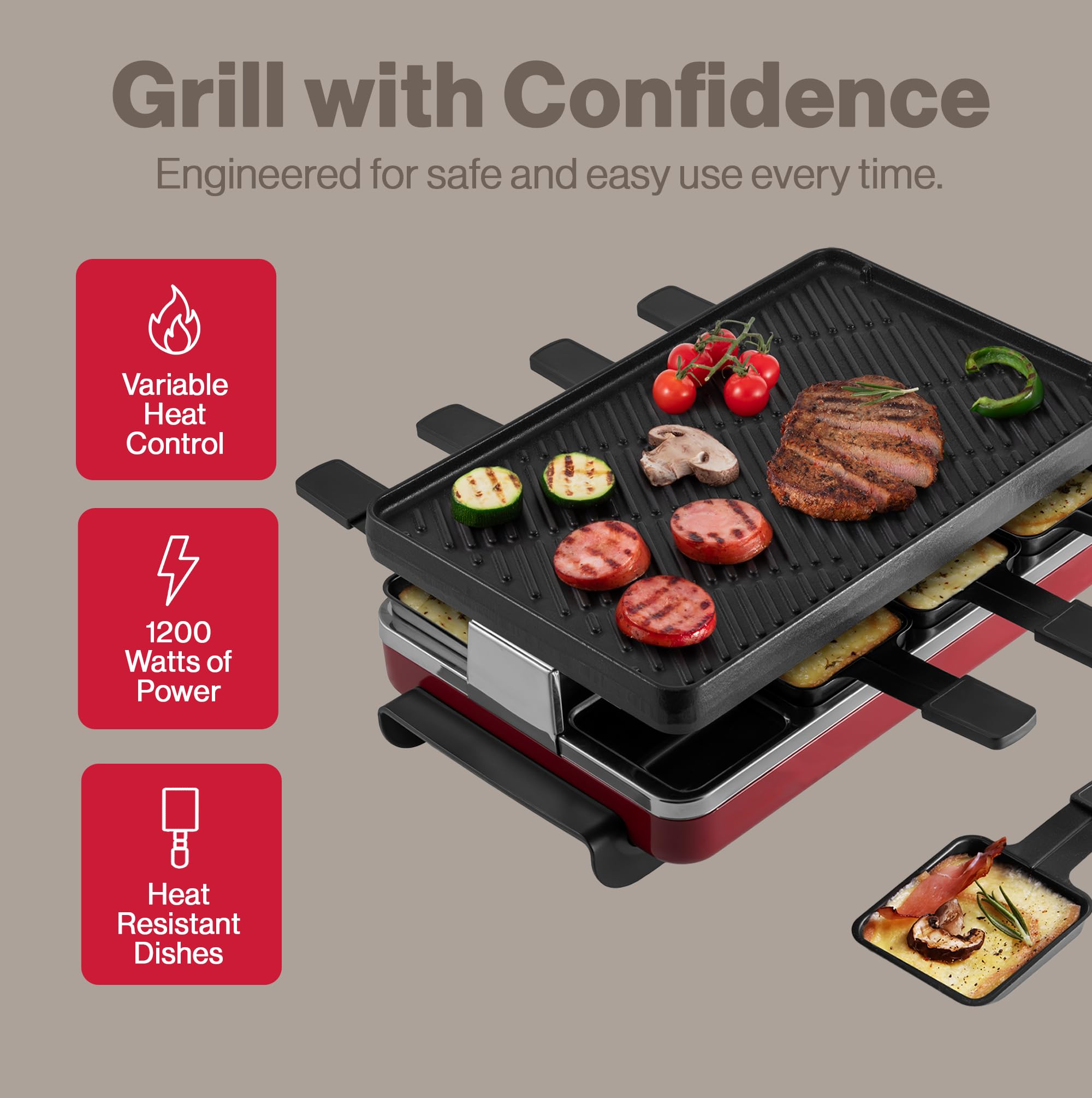 Swissmar Classic raclette dishes are perfect for melted cheese and potatoes at gatherings.