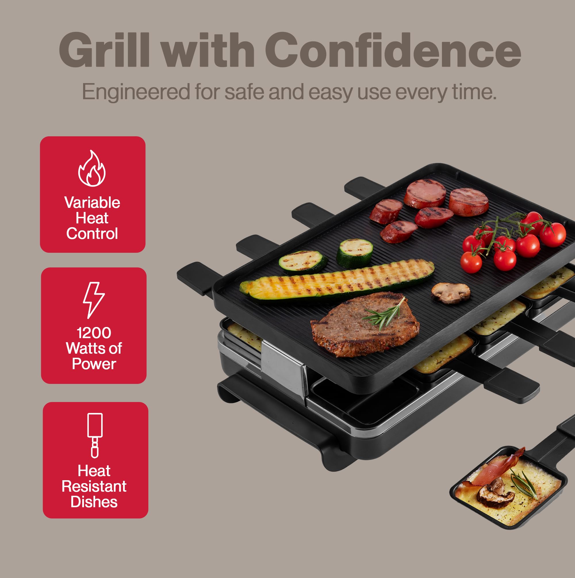 Swissmar Classic reversible plate crepe side for versatile grilling and crepe making.