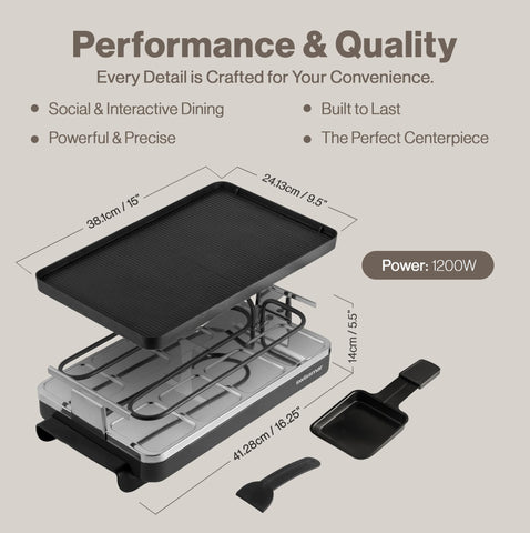 Swissmar Classic variable heat control enabling precise cooking for diverse dishes.