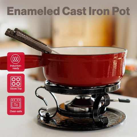 Swissmar Lugano rechaud with tray for elegant fondue service