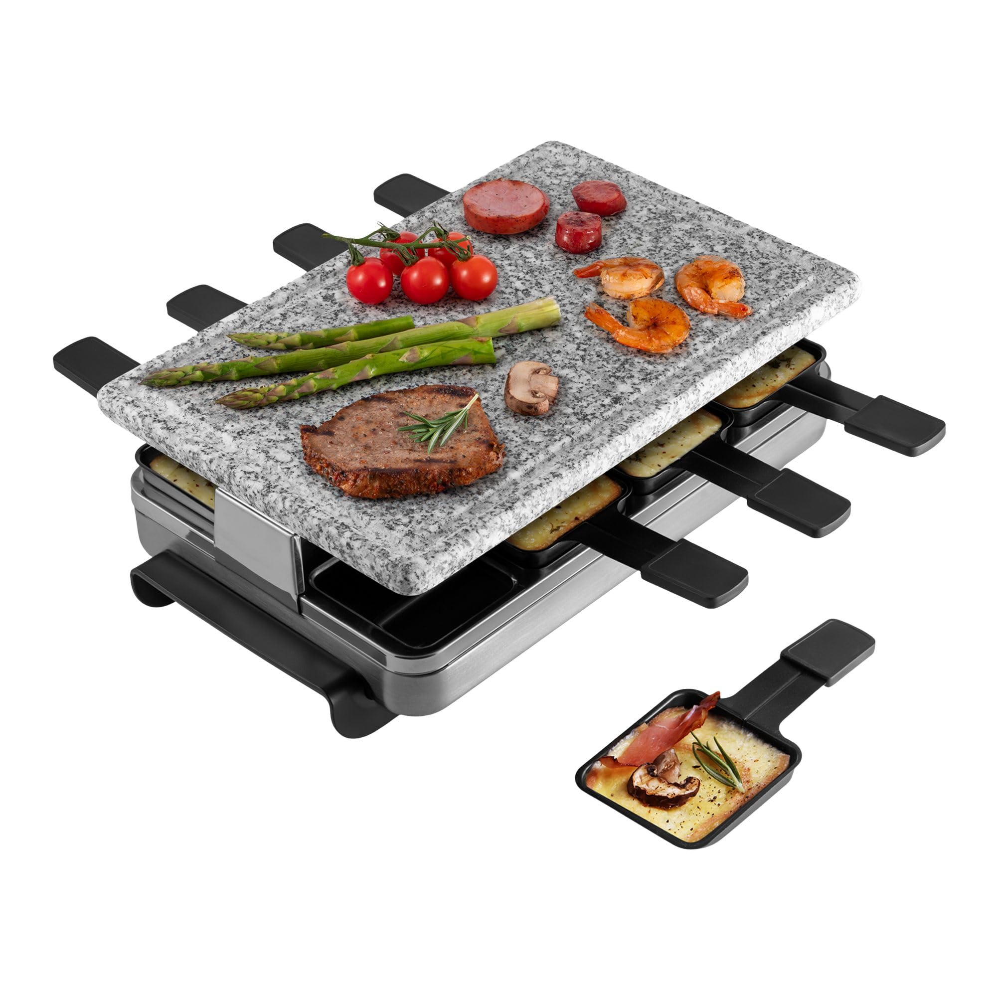 Swissmar Stelvio grill unit enabling interactive raclette dining with friends.
