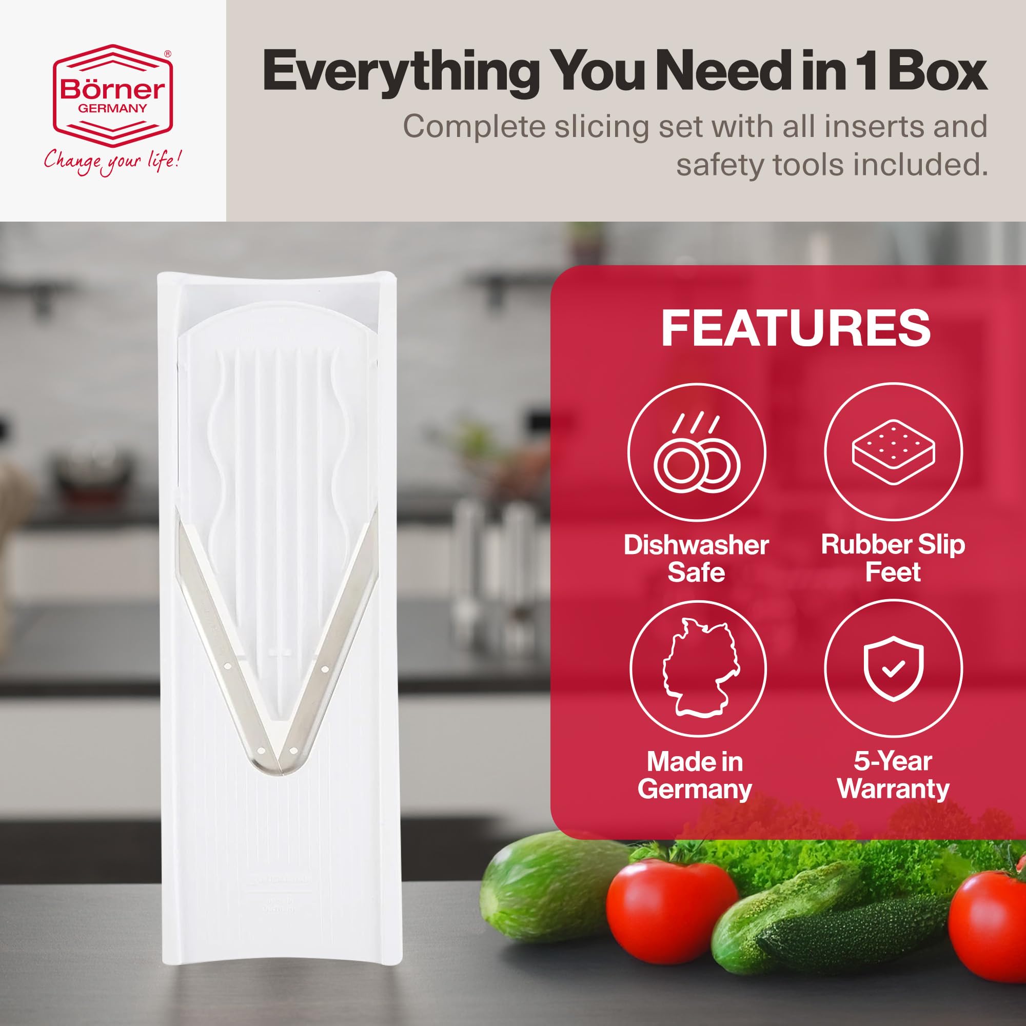 Swissmar V-Prep Mandoline Slicer 7mm blade for uniform slices