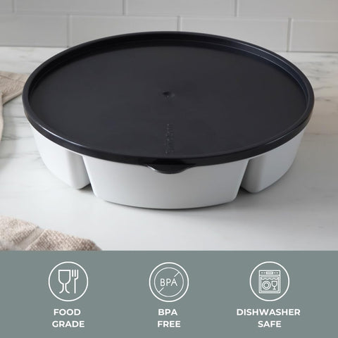 SwivelServe dishwasher-safe tray simplifies cleaning after gatherings
