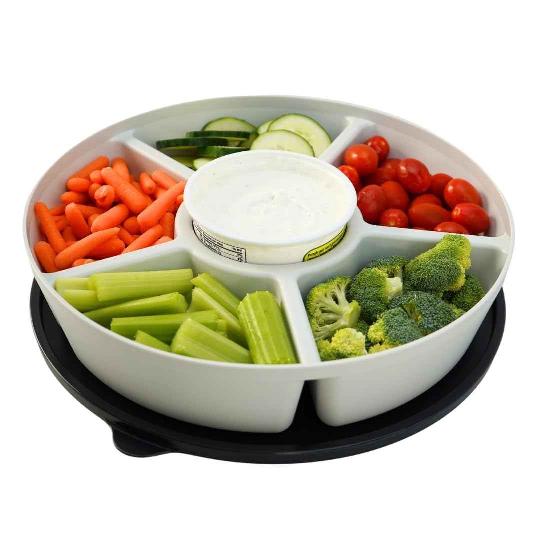 SwivelServe heavy-duty tray with lid shows secure leakproof seal for transport