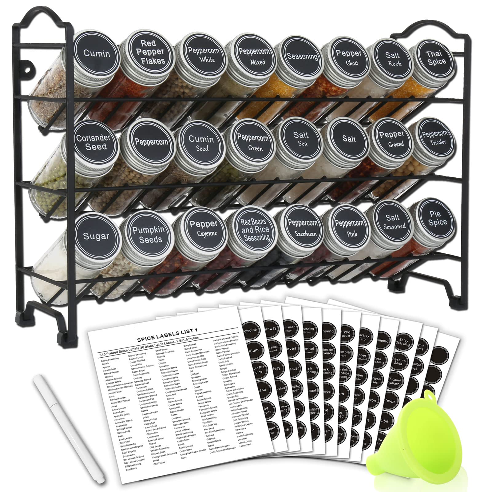 SWOMMOLY 3-tier spice rack organization with accessible jars