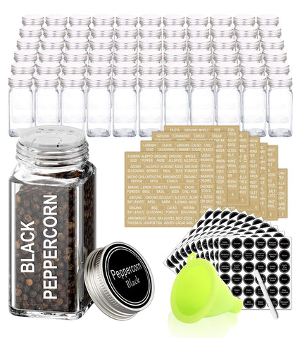SWOMMOLY 66-glass spice jars set ready for pantry organization and easy access