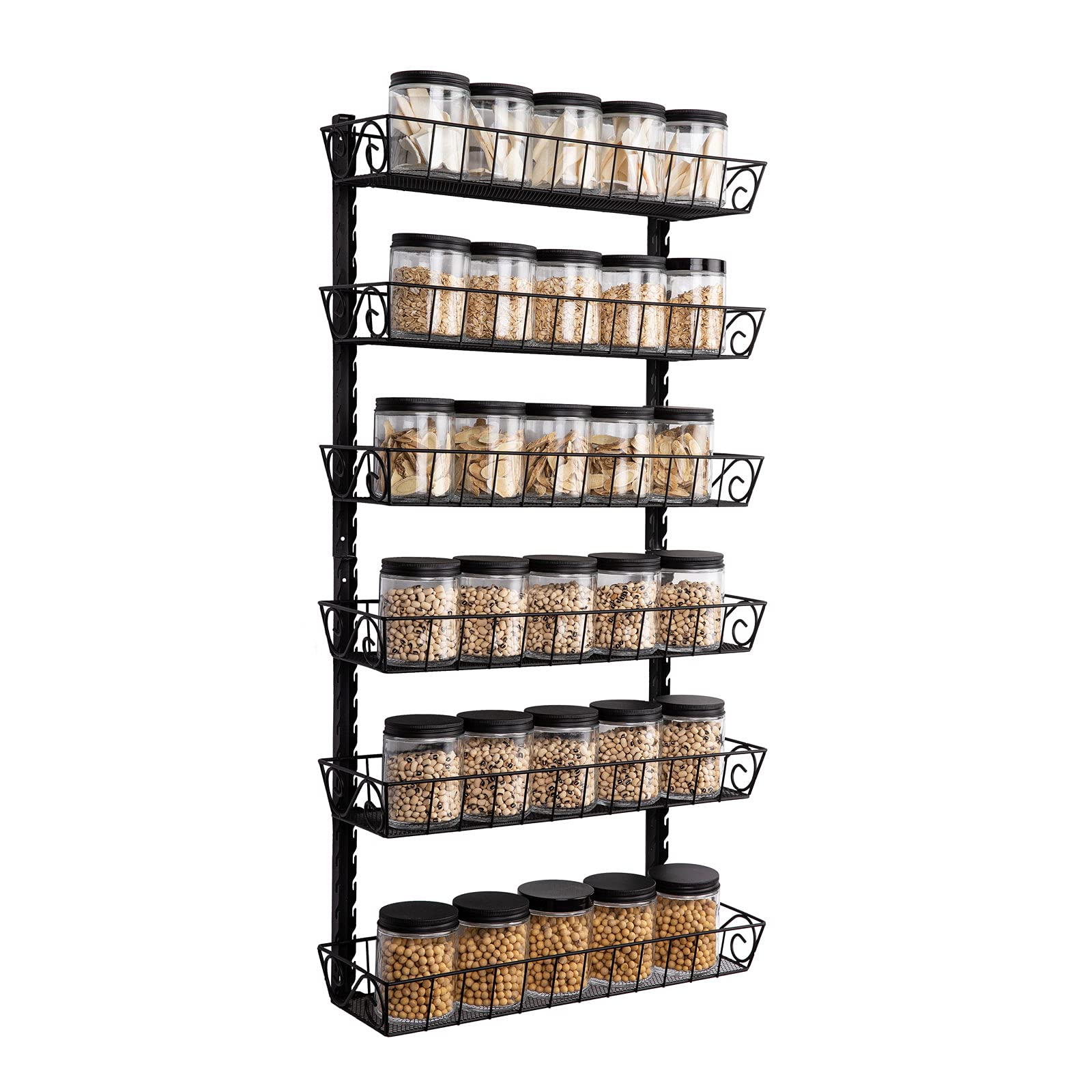 SWOMMOLY adjustable wall-mount spice rack front view showing space-saving design