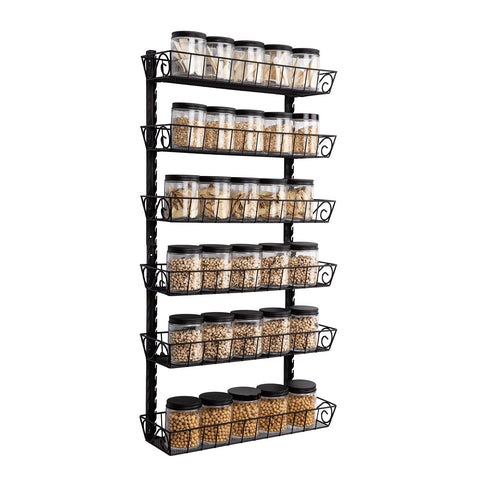 SWOMMOLY adjustable wall-mount spice rack front view showing space-saving design