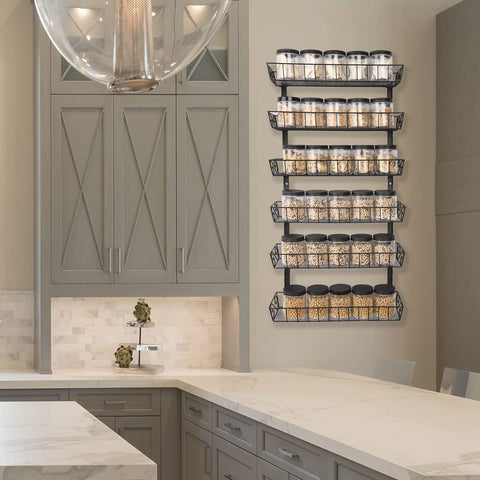 SWOMMOLY kitchen use with wall-mount spice rack in compact space