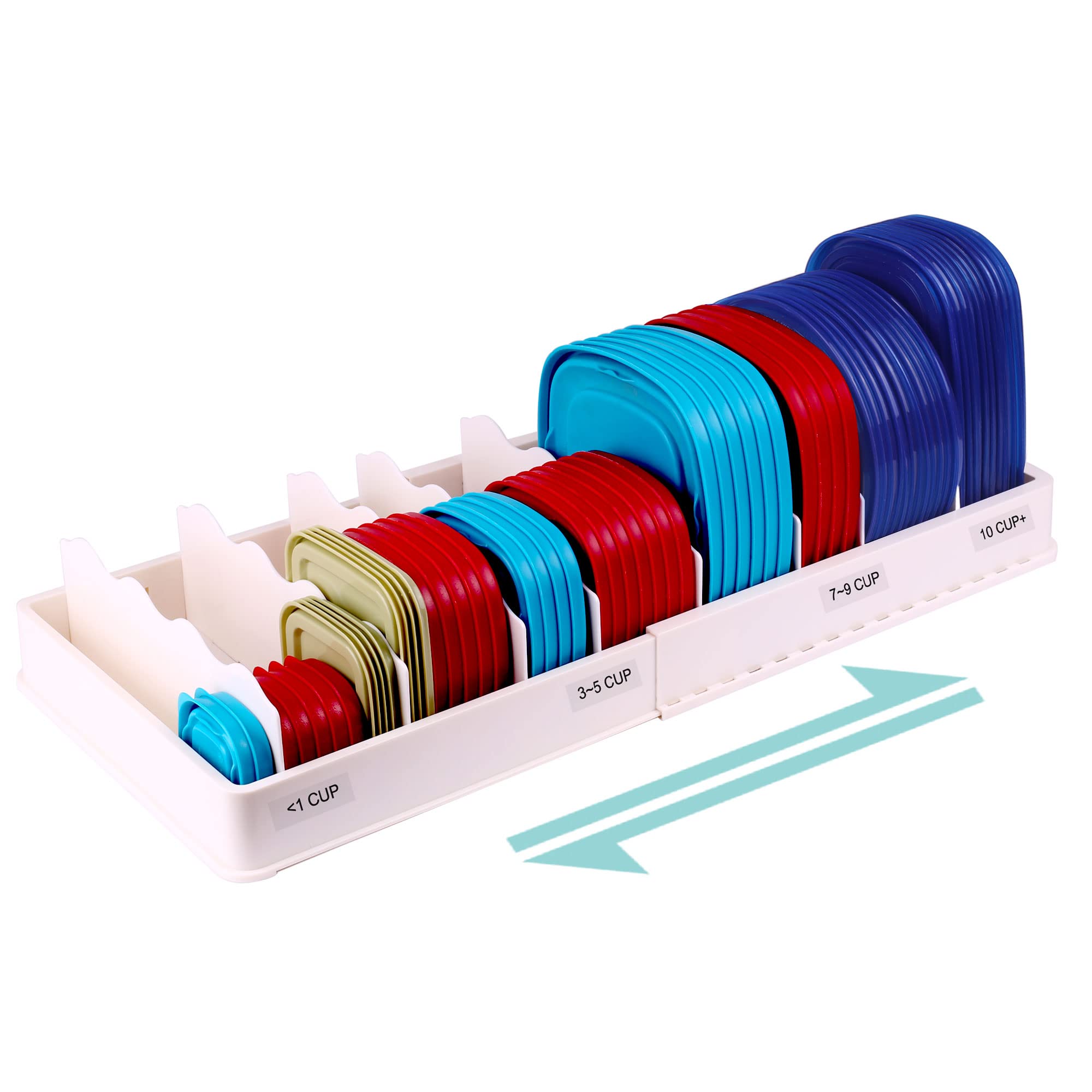 SWOMMOLY expandable lid organizer extended to fit large cabinets for organized lids