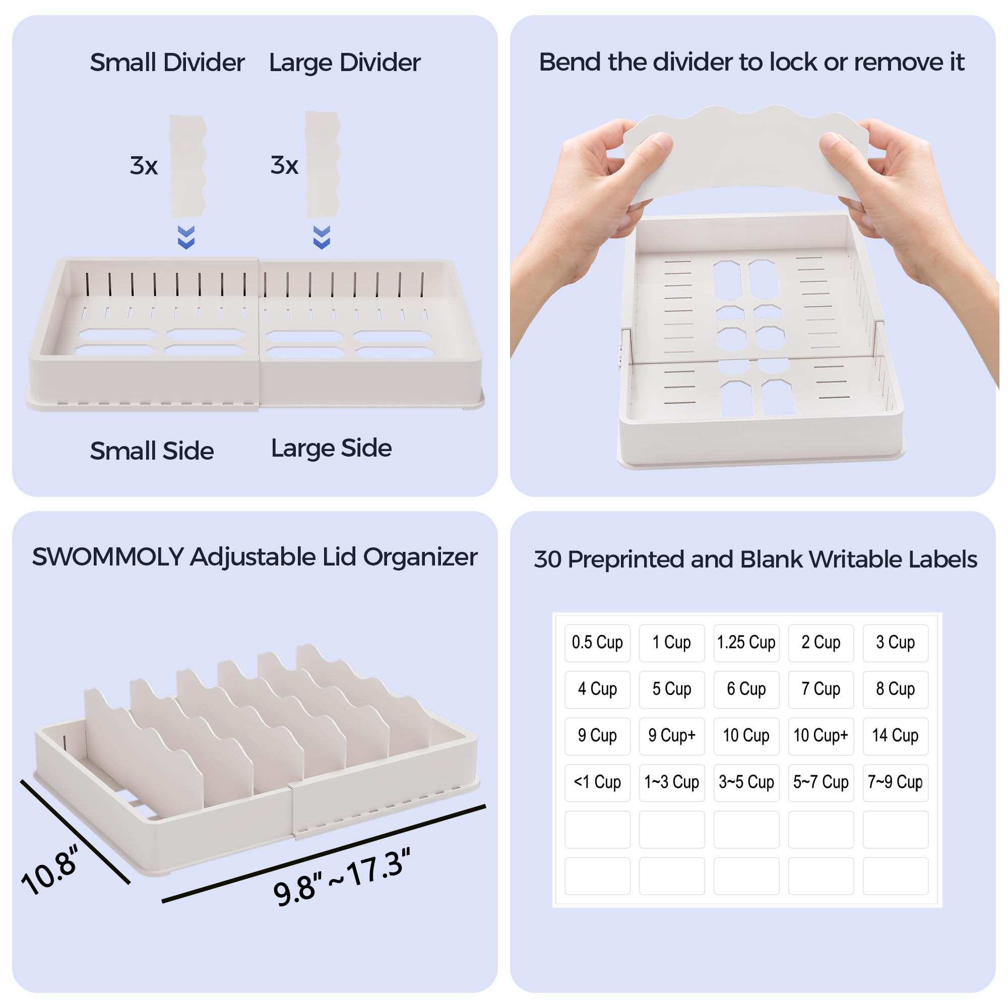 SWOMMOLY organizer fitting cabinets, drawers, and countertops