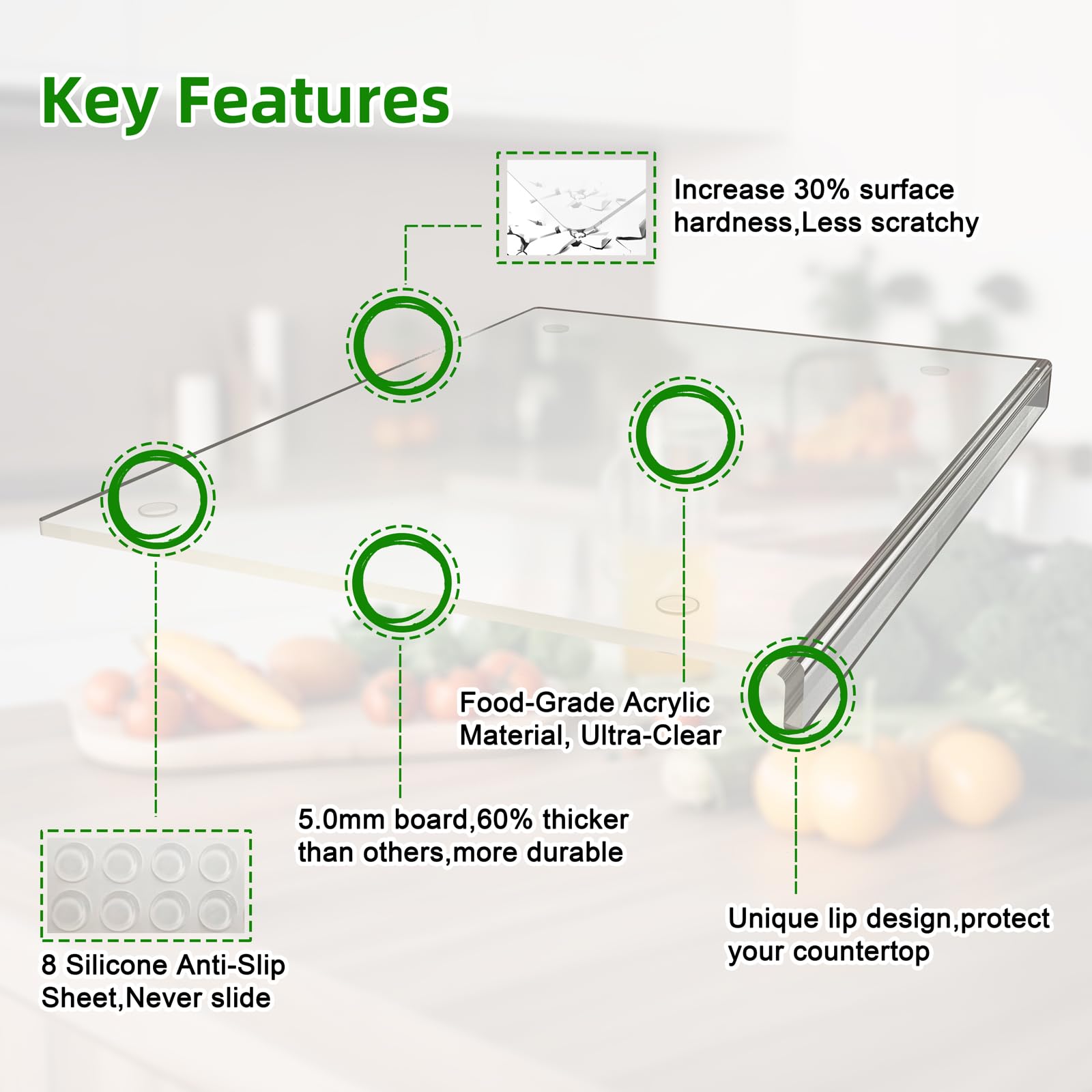 SWSKR 8 non-slip dots keep the board steady during chopping.