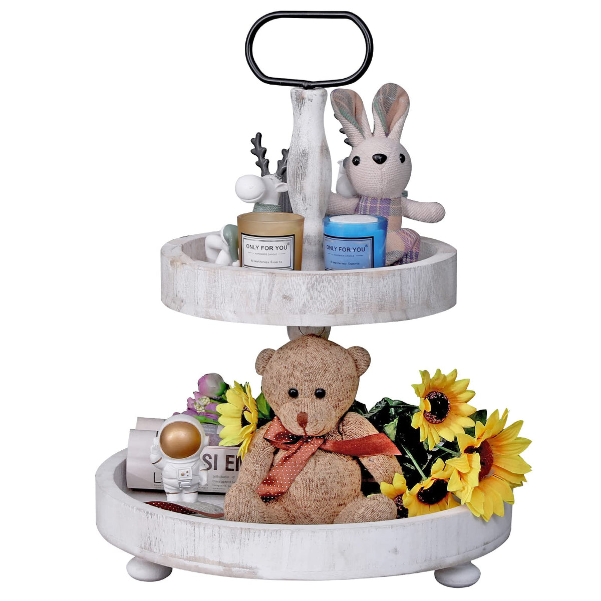 SWT8CAI 2-tier tray rustic-white, ideal for elegant serving and display