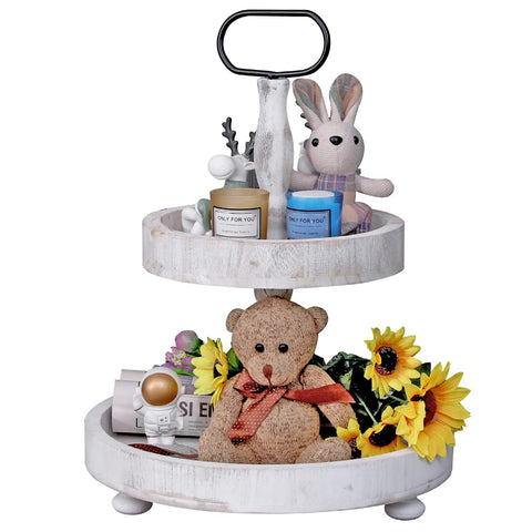 SWT8CAI 2-tier tray rustic-white, ideal for elegant serving and display