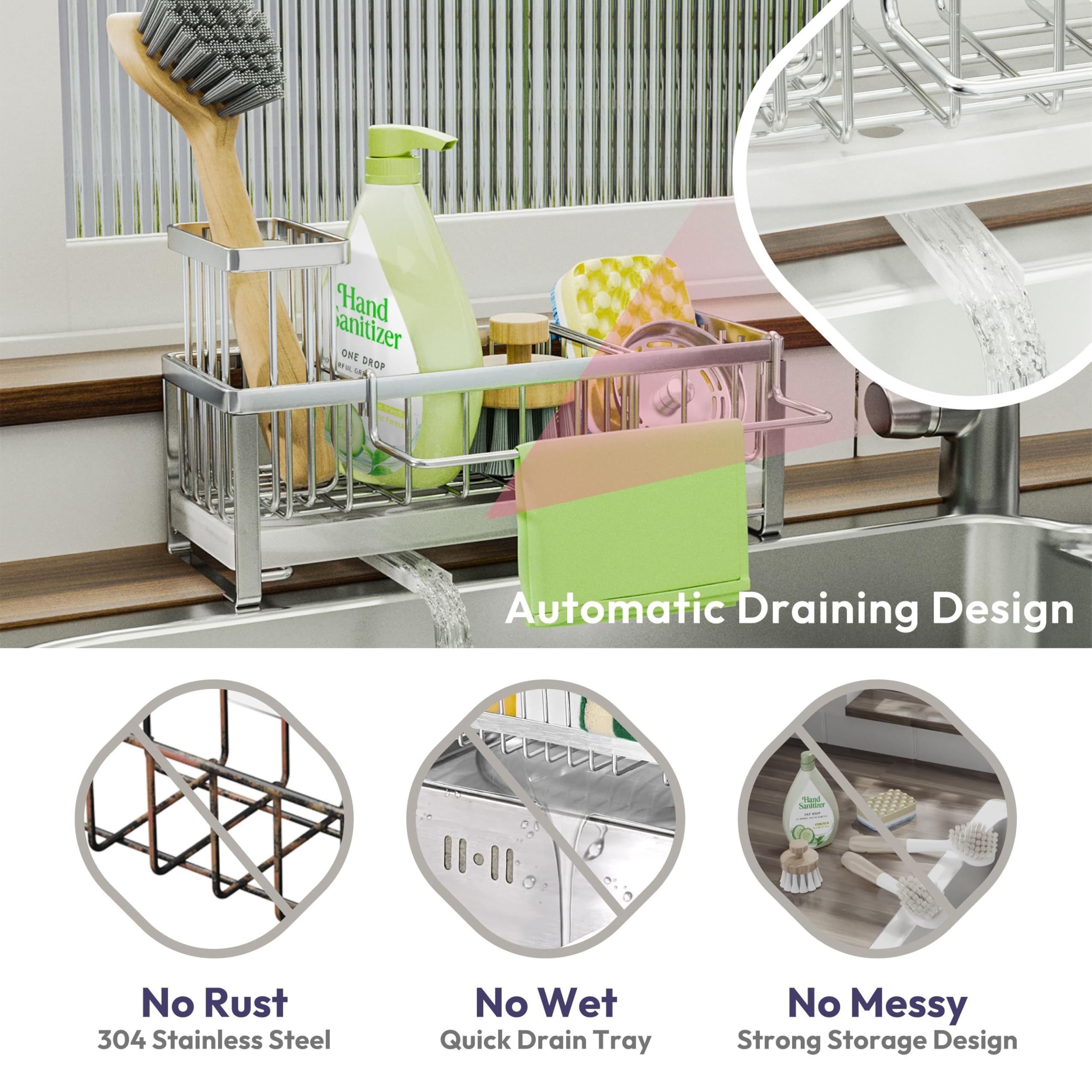 SWTYMIKI large storage sink organizer for bottles and sponges.