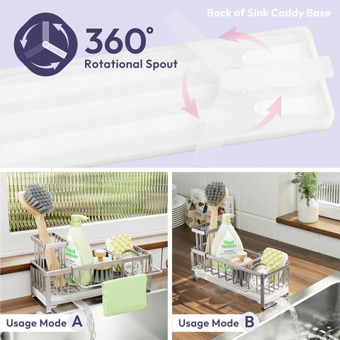 SWTYMIKI sink caddy with brush holder, promotes neat counter organization.