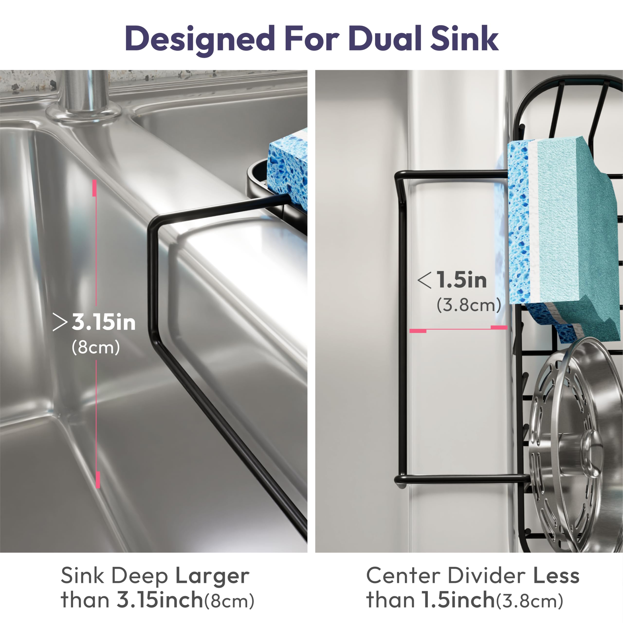 SWTYMIKI kitchen sink caddy stainless steel resists rust and dries quickly
