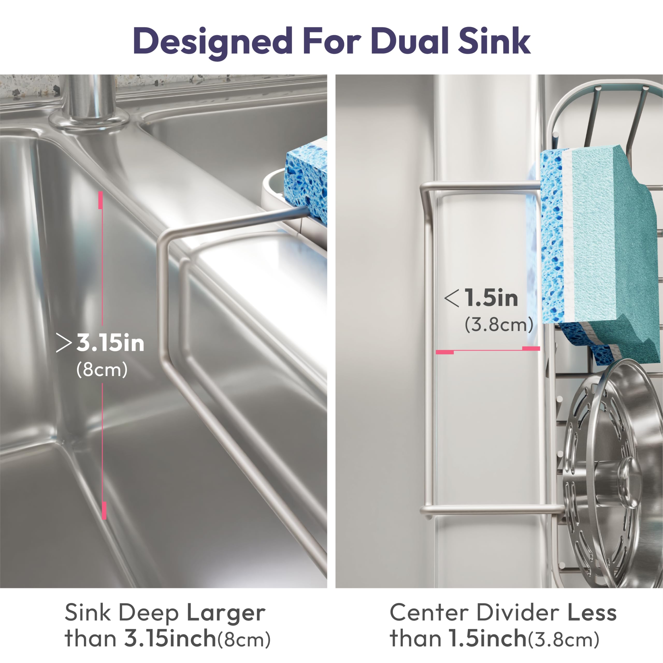 SWTYMIKI sponge holder hanging installation keeps the sink area organized without suction cups.