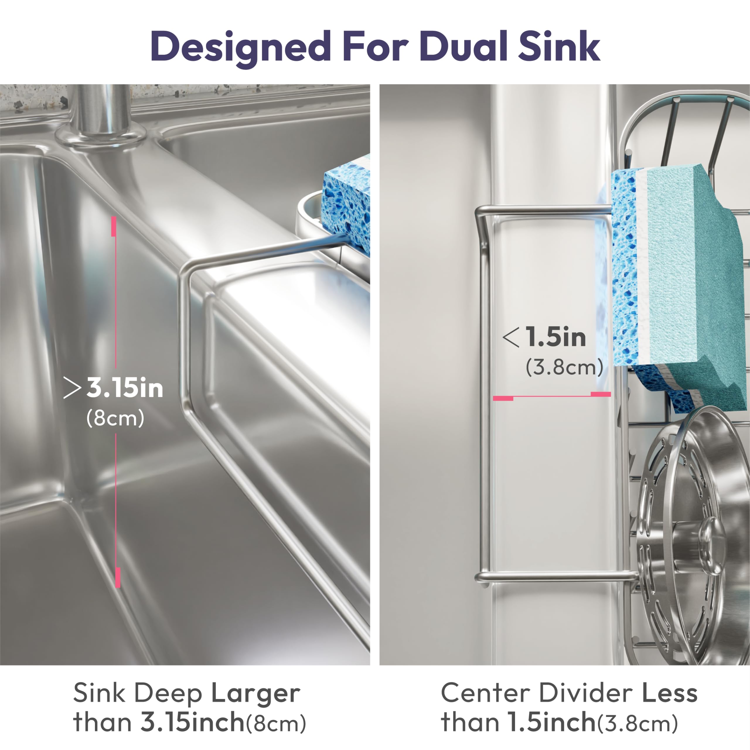 SWTYMIKI sponge holder hanging installation allows easy repositioning on the sink.