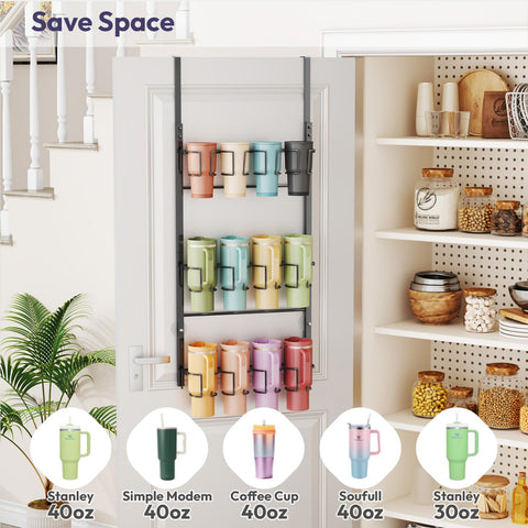 SWTYMIKI wall-mount setup frees counter space while securely housing bulky tumblers.