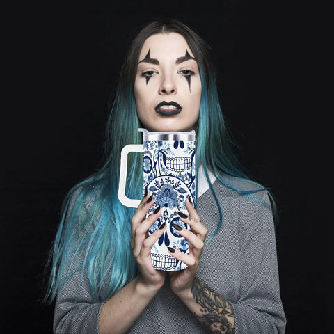 sxmluedn moon sugar skull pattern tumbler fits in cup holders for daily use