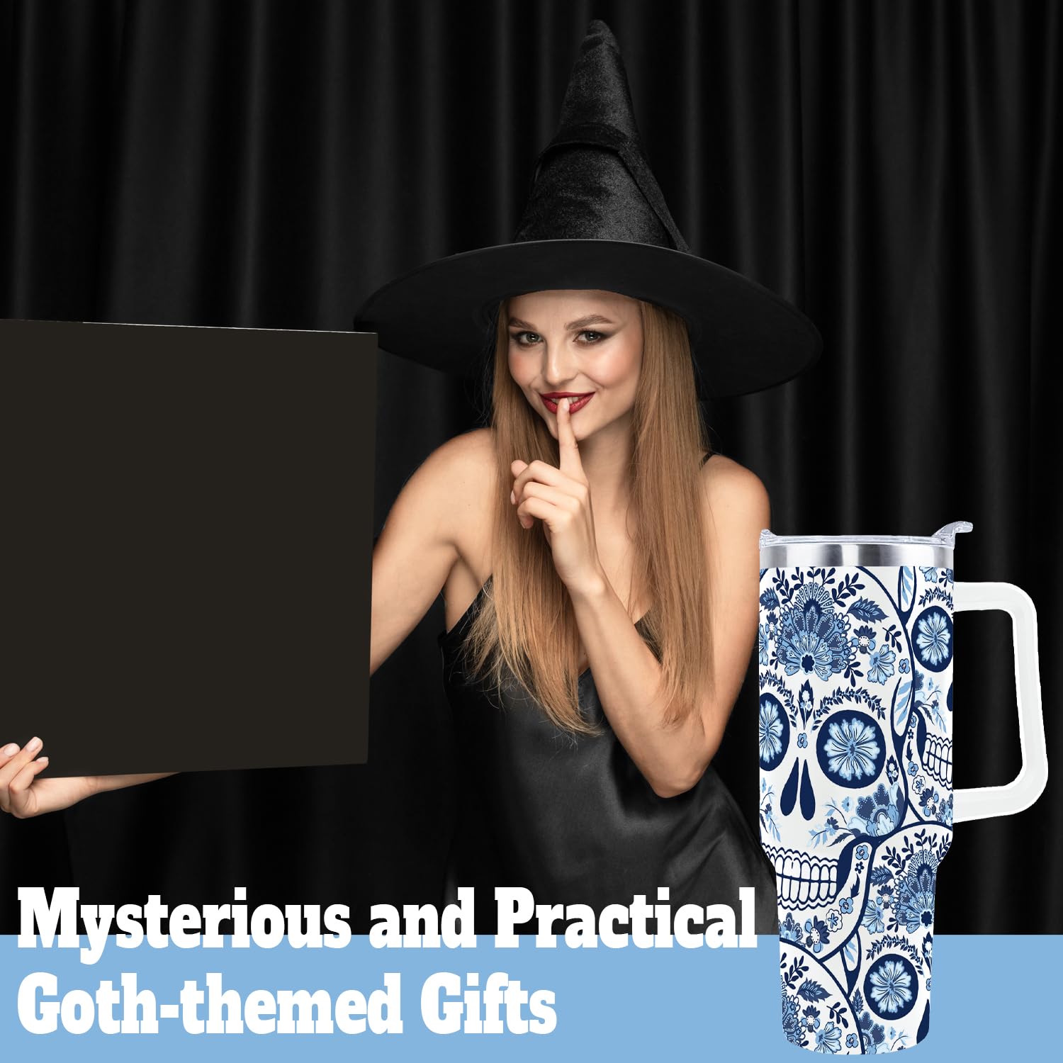 sxmluedn scratch-resistant goth tumbler with handle suits car cups and travel