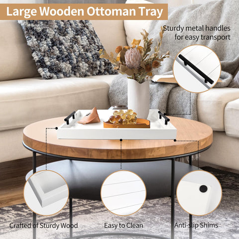 SXNOWS coffee table tray with two-tone handles for flexible styling
