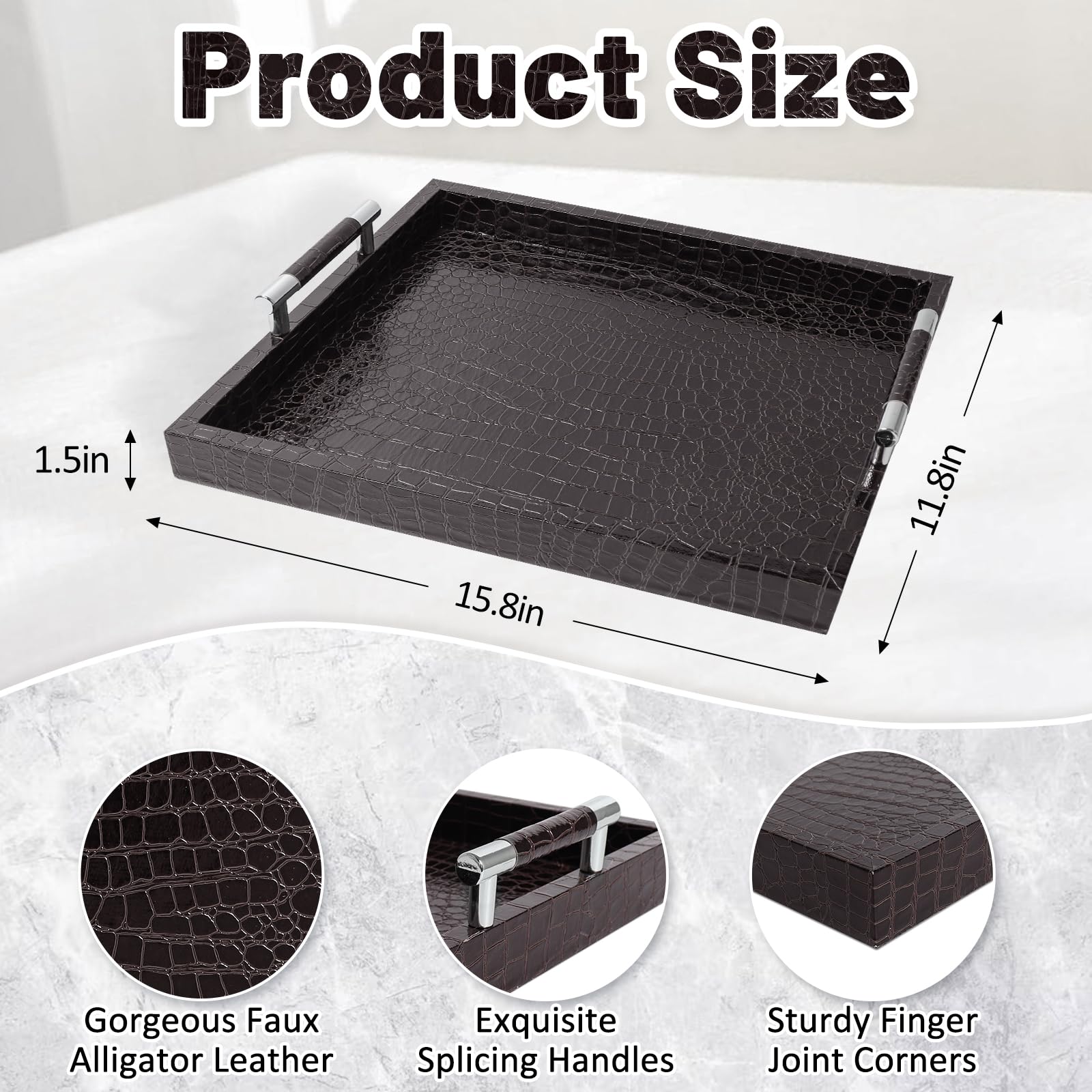 SXNOWS faux leather tray close-up highlights texture and sturdy construction.