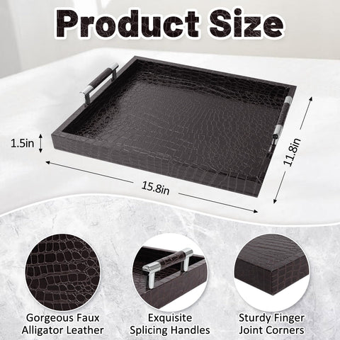 SXNOWS faux leather tray close-up highlights texture and sturdy construction.
