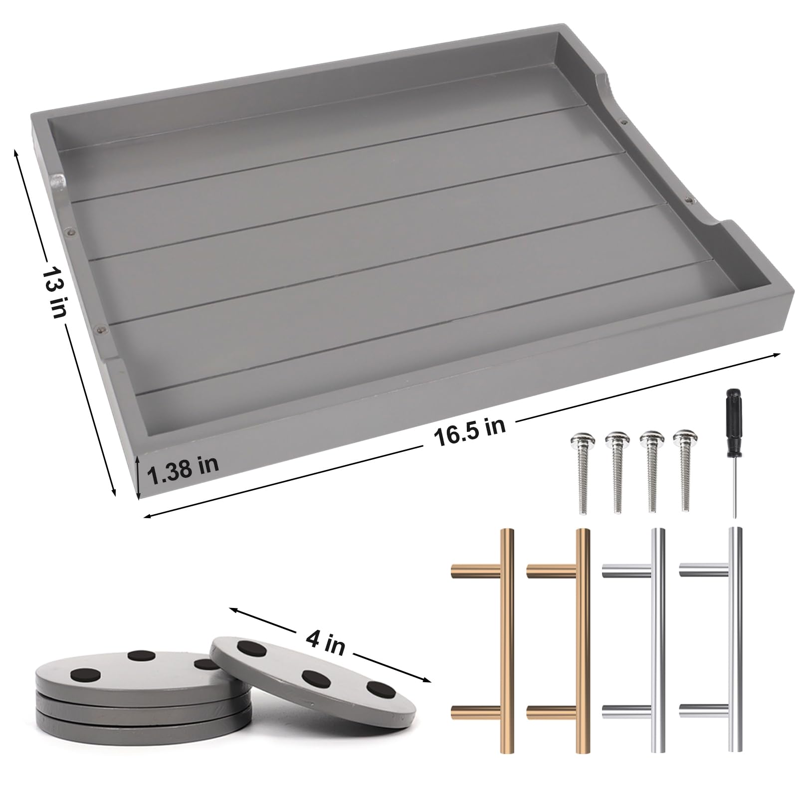 SXNOWS rectangular wood tray includes four coasters to protect surfaces