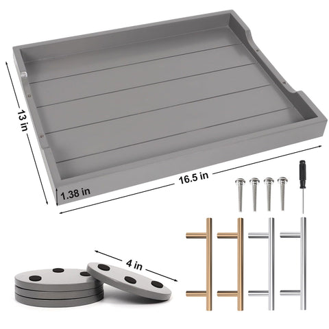 SXNOWS rectangular wood tray includes four coasters to protect surfaces