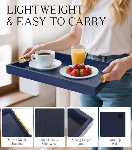 SXNOWS tray with four natural coasters protects surfaces from spills and heat.