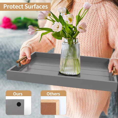 SXNOWS wooden tray with non-slip feet stabilizes on furniture