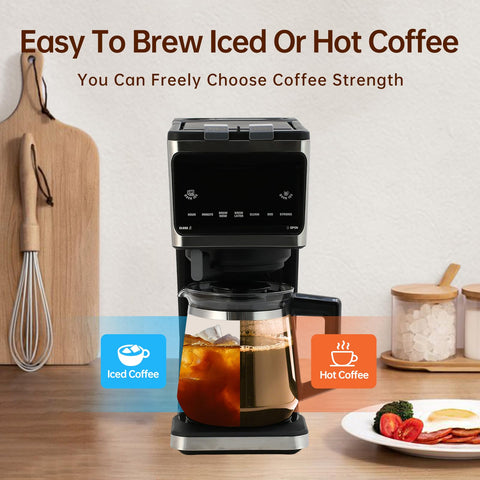Sykaffe iced coffee setting with OVERICE button enables refreshing cold brews.
