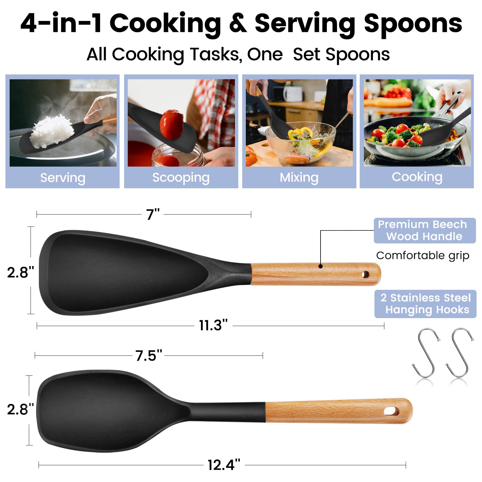 Synezia dishwasher-safe with hooks for easy kitchen organization.