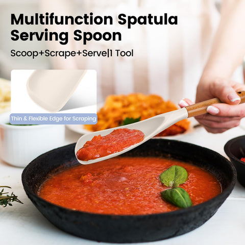 Synezia flat spatula spoon for scraping sauces without mess