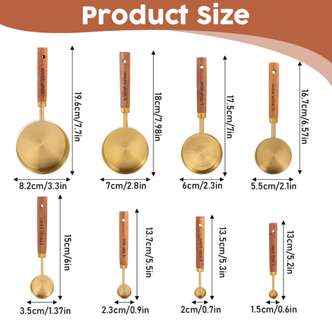 SynHHnergyx gold stainless steel measuring cups showing 1/2 cup size for everyday baking.