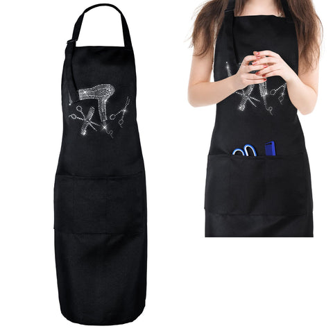 SynHHnergyx hair apron with rhinestone pockets keeps tools within reach during styling sessions.