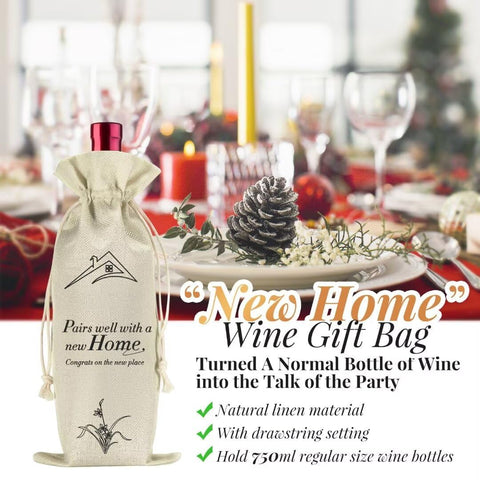 Synhonty wine bag enhances gift presentation for housewarming celebrations.