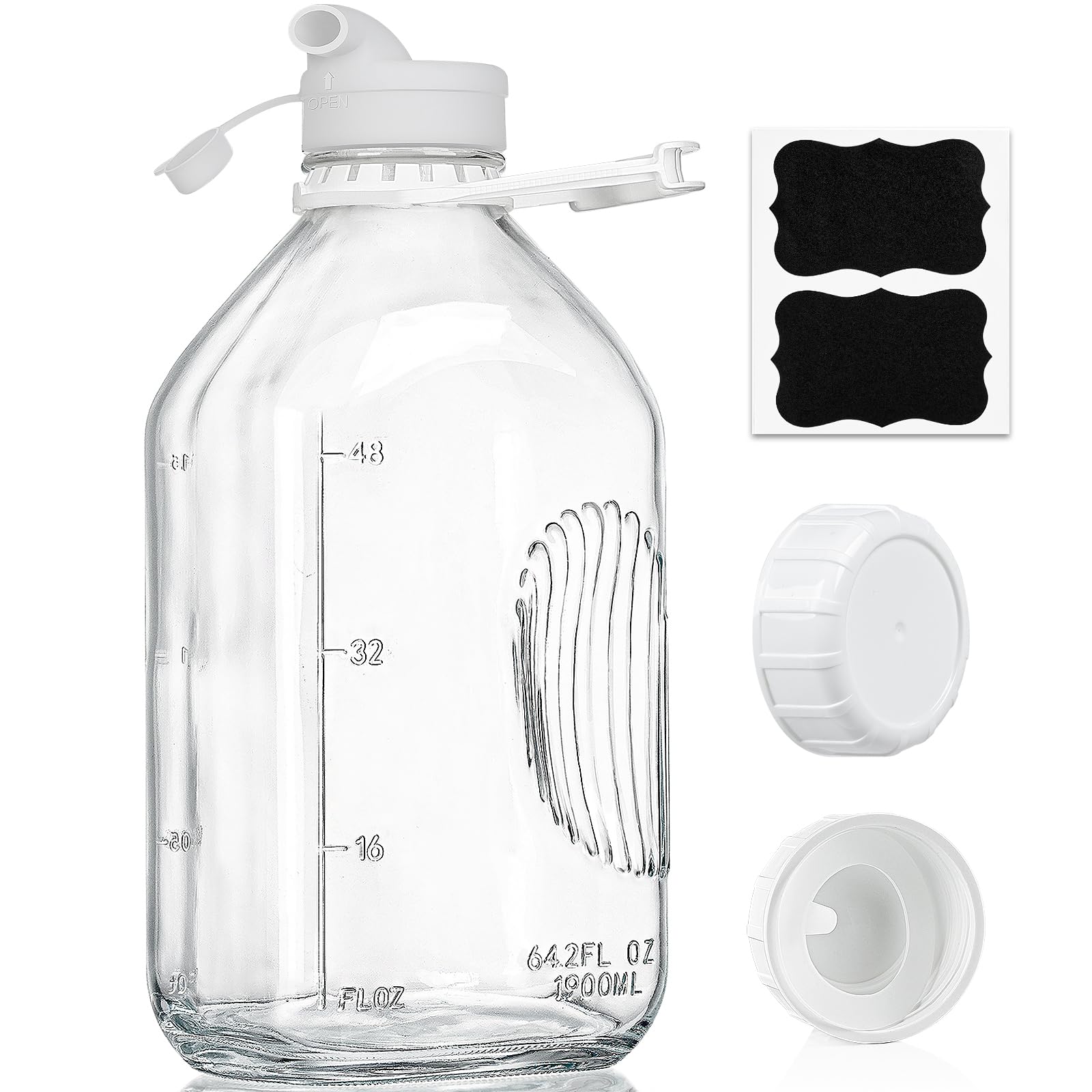 Syntic 2 Qt glass milk bottle with screw lid offering secure seal for fresh dairy