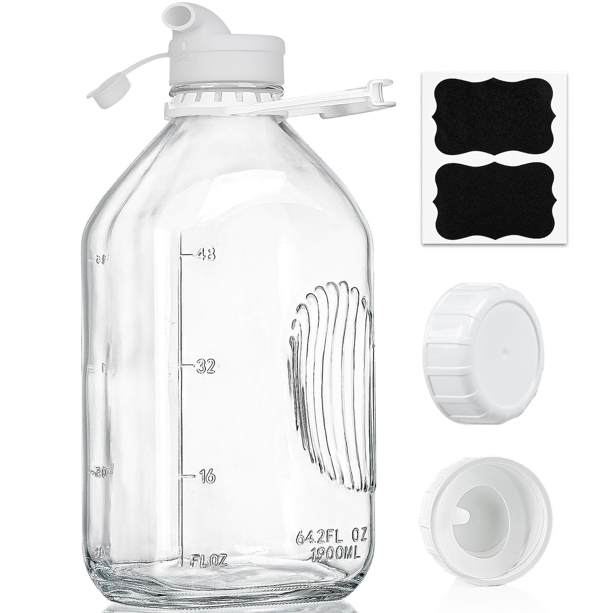 Syntic 2 Qt glass milk bottle with screw lid offering secure seal for fresh dairy
