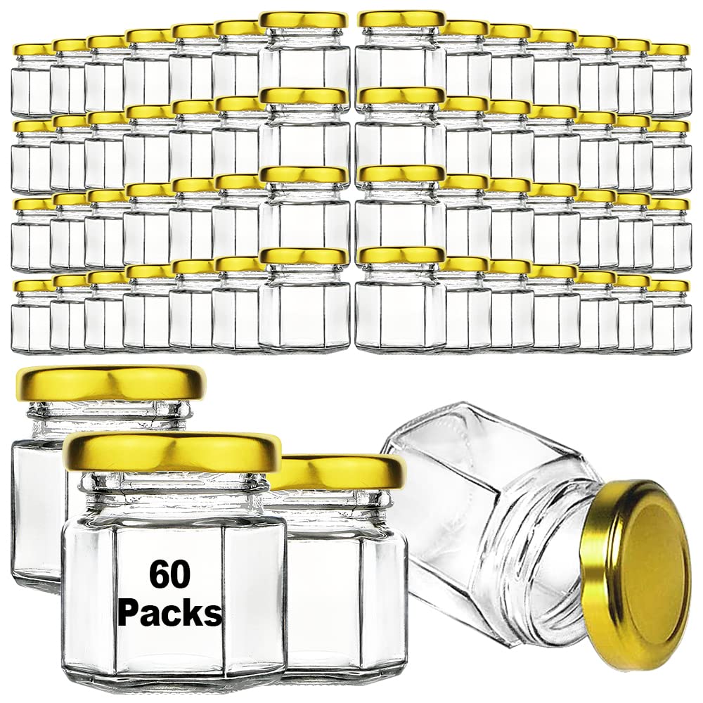 Syntic 60-pack small glass jars with airtight lids for neat storage.