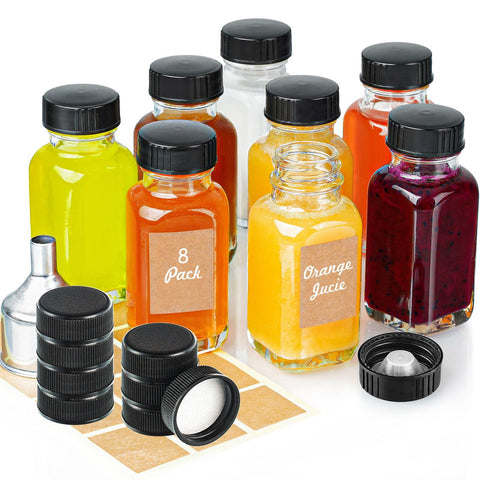 Syntic Clear 8-pack 2oz bottles with caps, ideal for travel and portion control