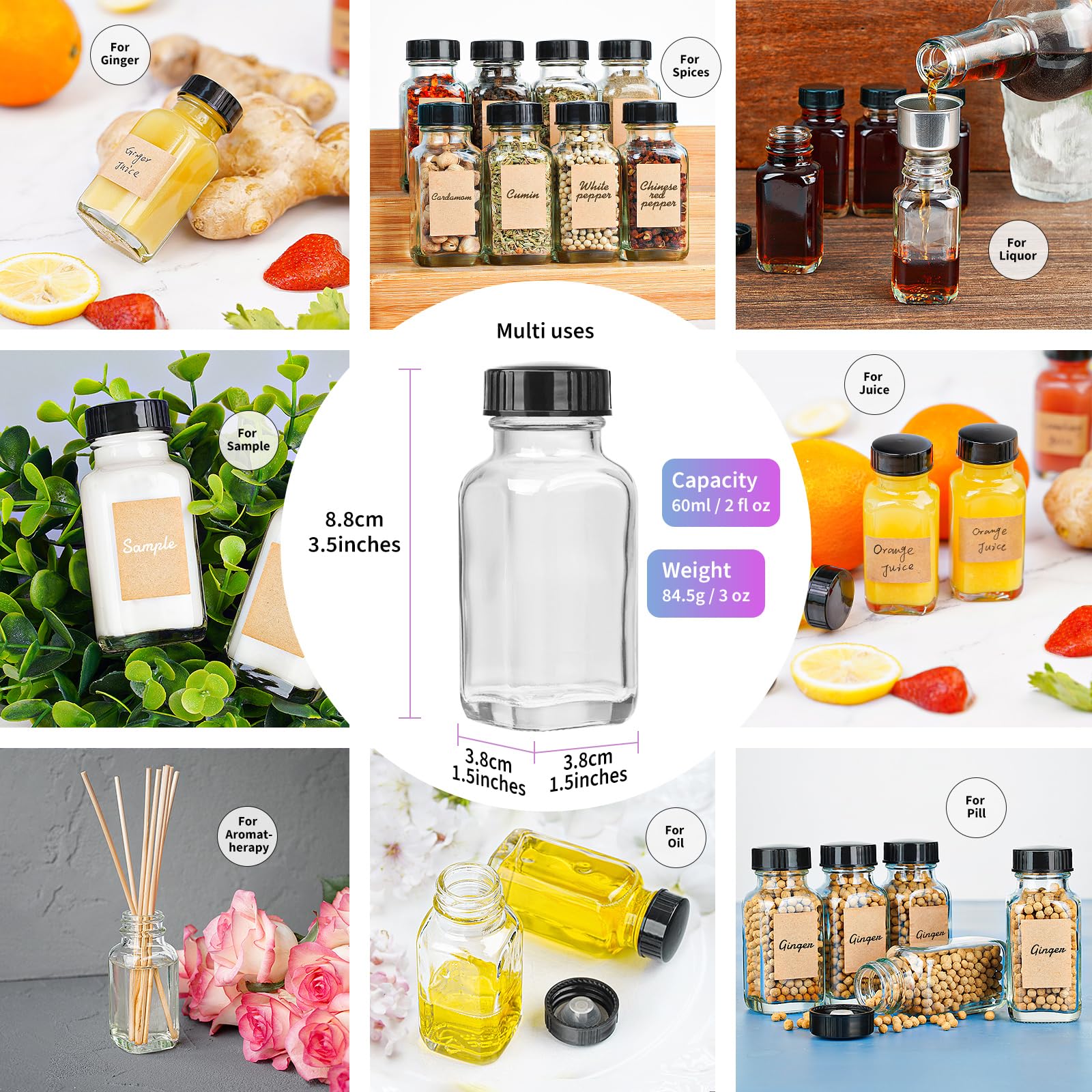 Compact travel-friendly 3.5 inch tall bottles fit pockets and small bags