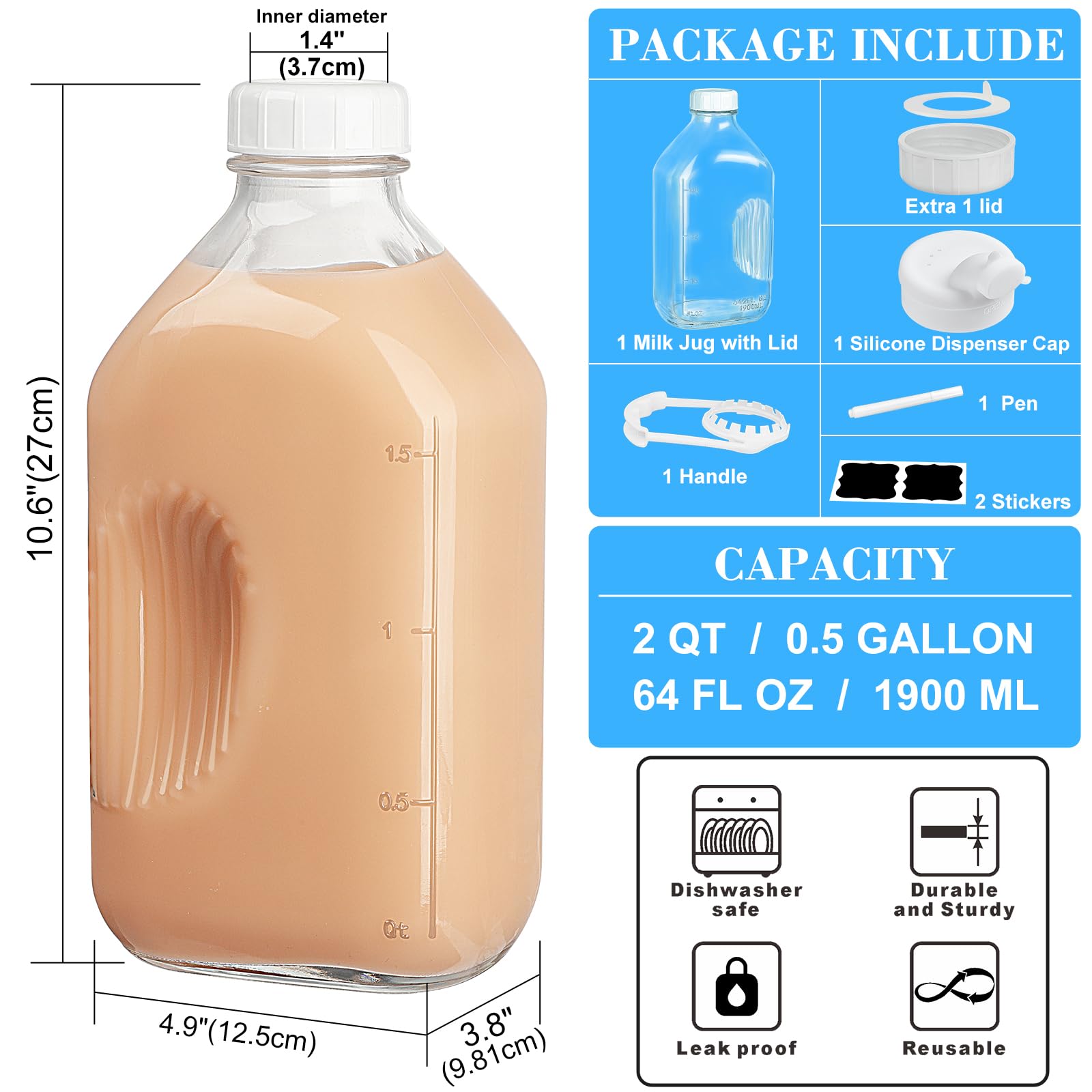 Syntic heavy glass container BPA-free and dishwasher safe for easy cleaning