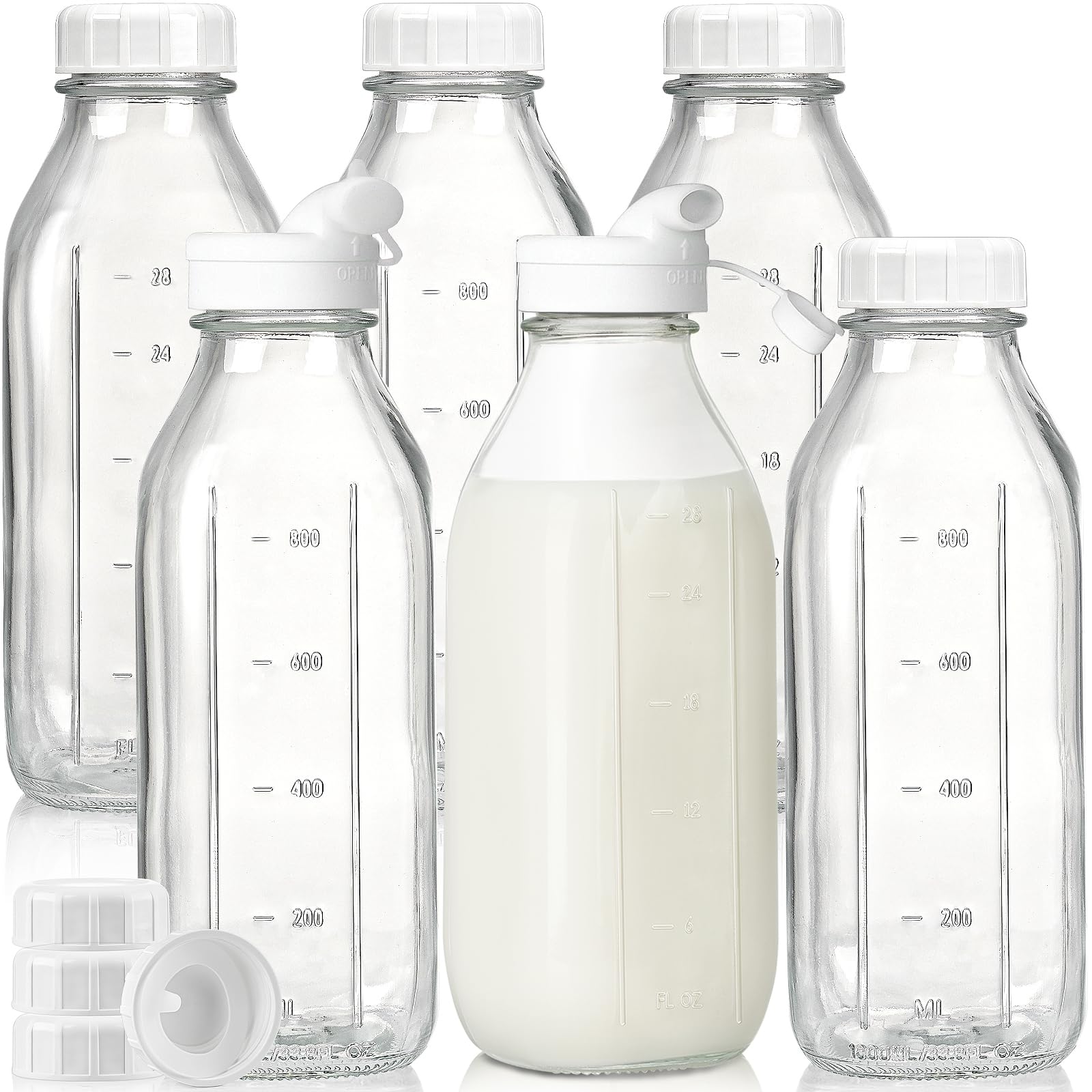 Syntic liter glass milk bottle with airtight lid preserves freshness and prevents leaks.