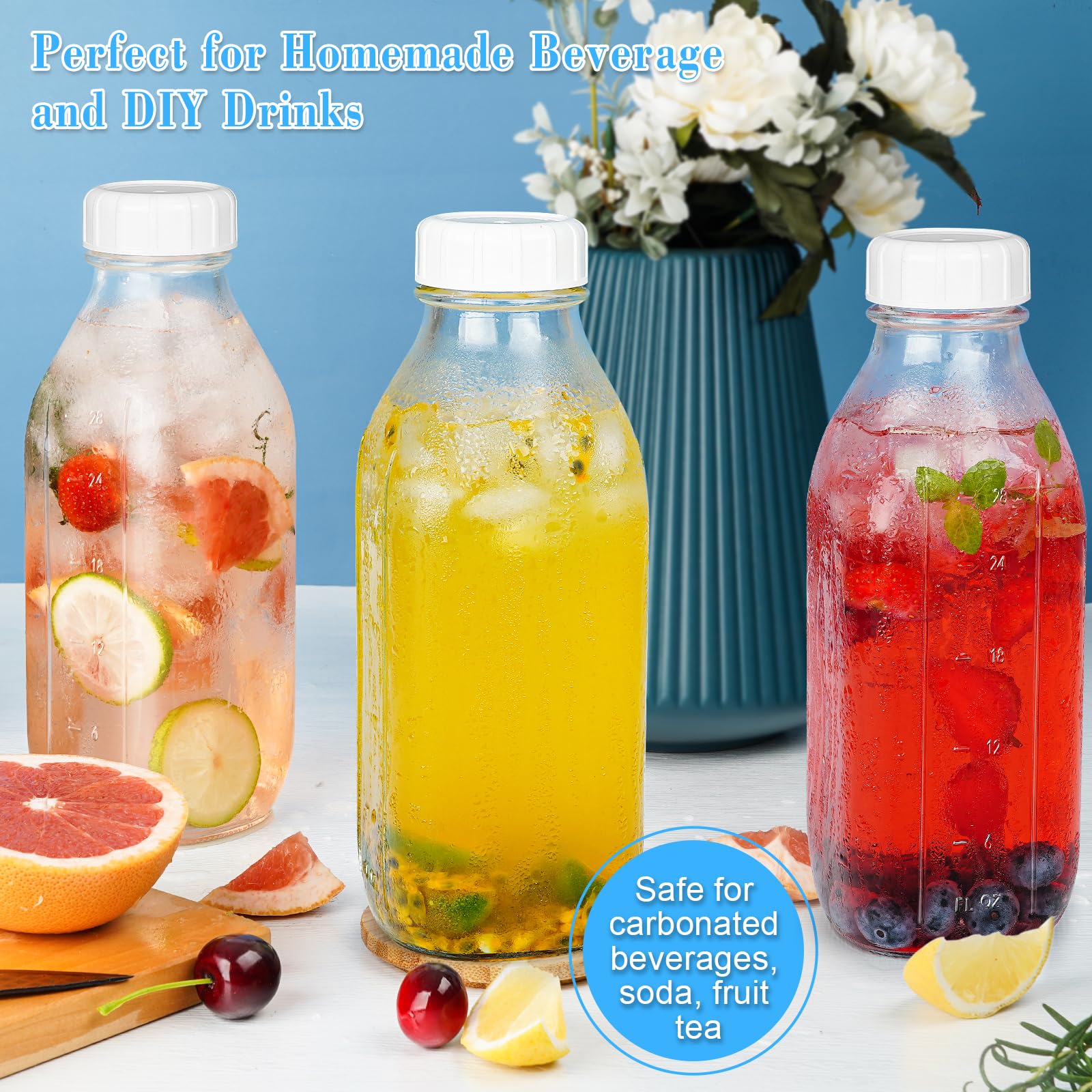 Syntic liter glass bottle set includes an optional pen for notes.