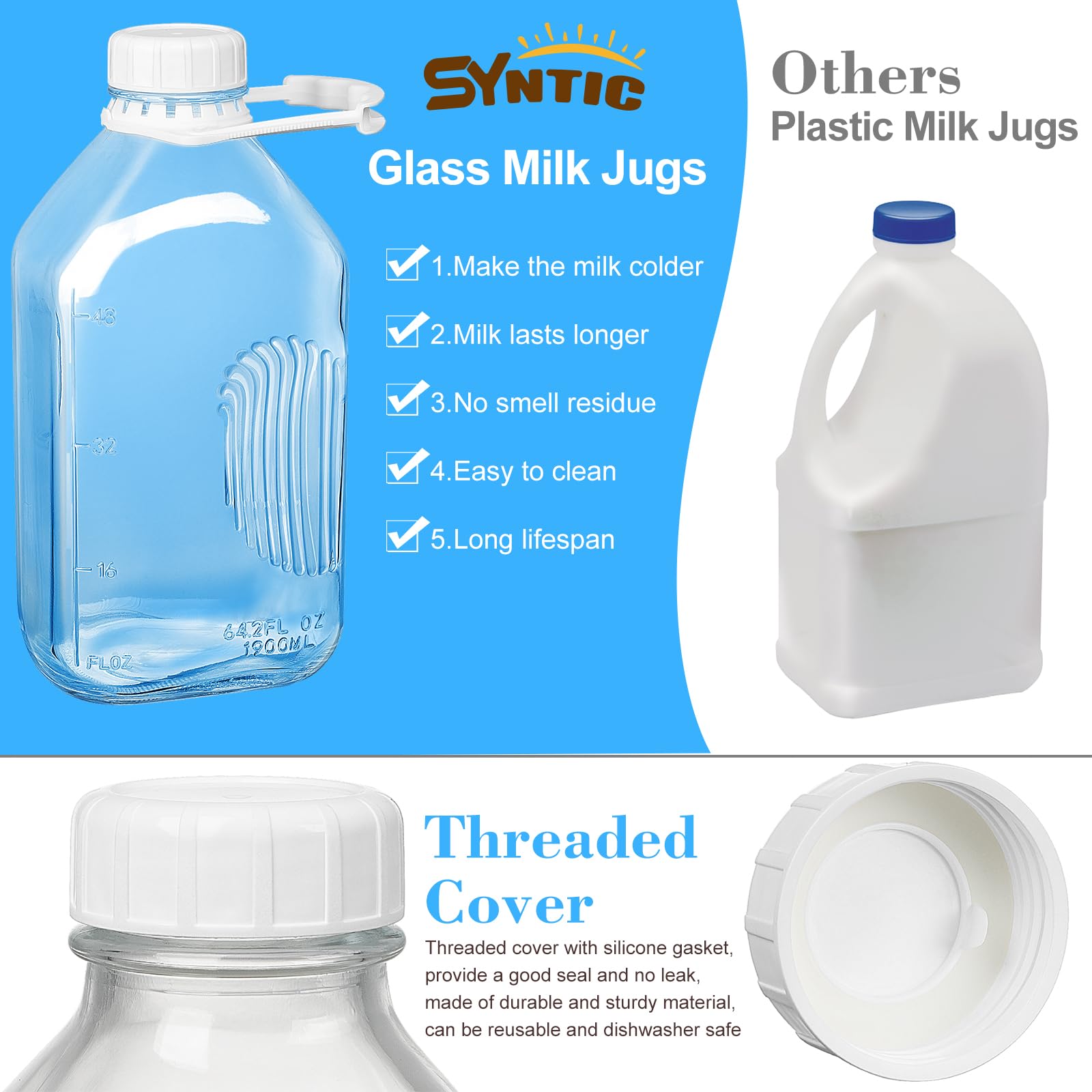 Syntic milk jug with indented grip and convenient handle