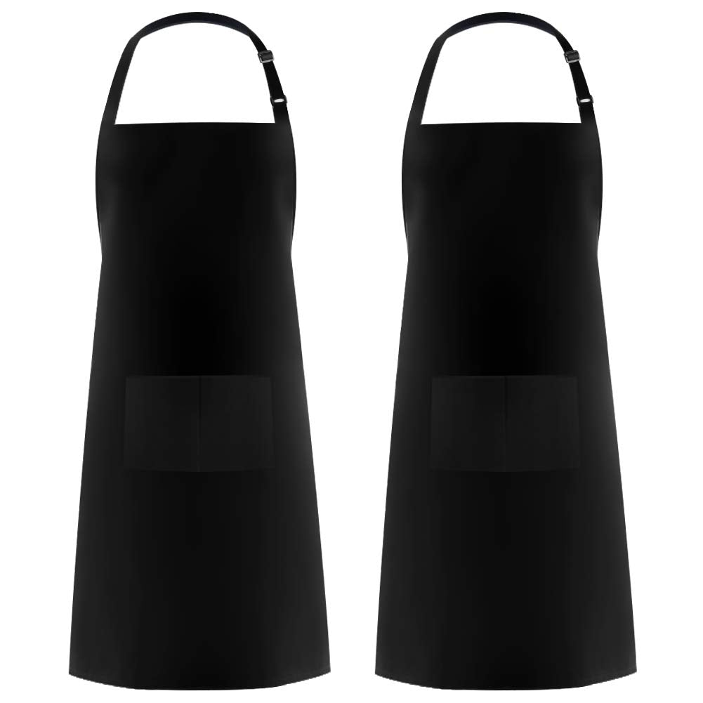 Syntus 2-pack bib apron front view with durable cotton and black finish