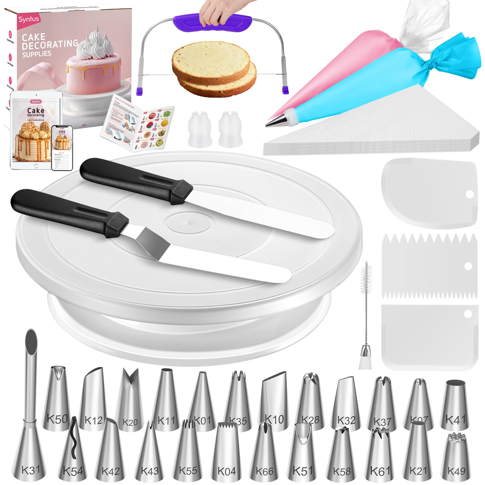 Syntus 65-piece decorating kit with stand offers complete tools for versatile cake decorating